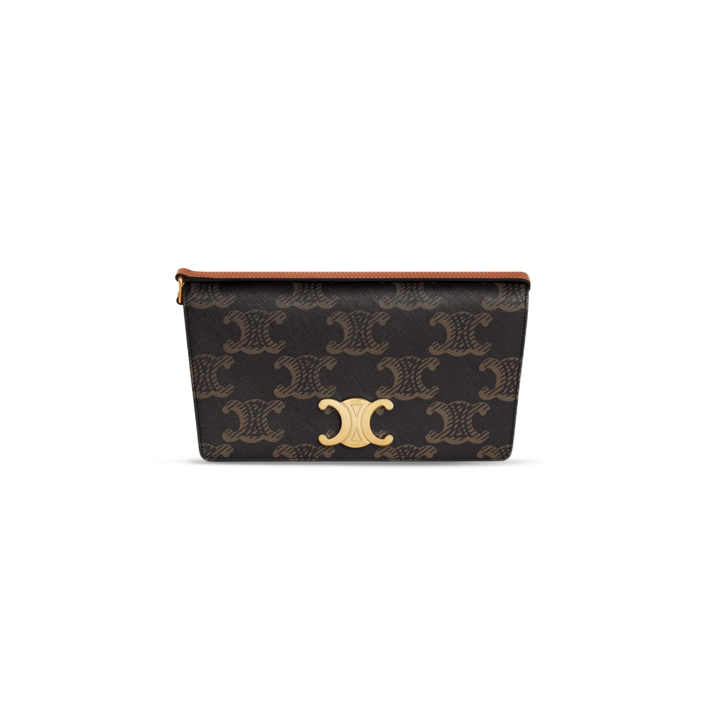 Ce**e shoulder bag in trapeze triomphe metal snap calfskin 199282epp.04lu (26.2*14.5*2cm)